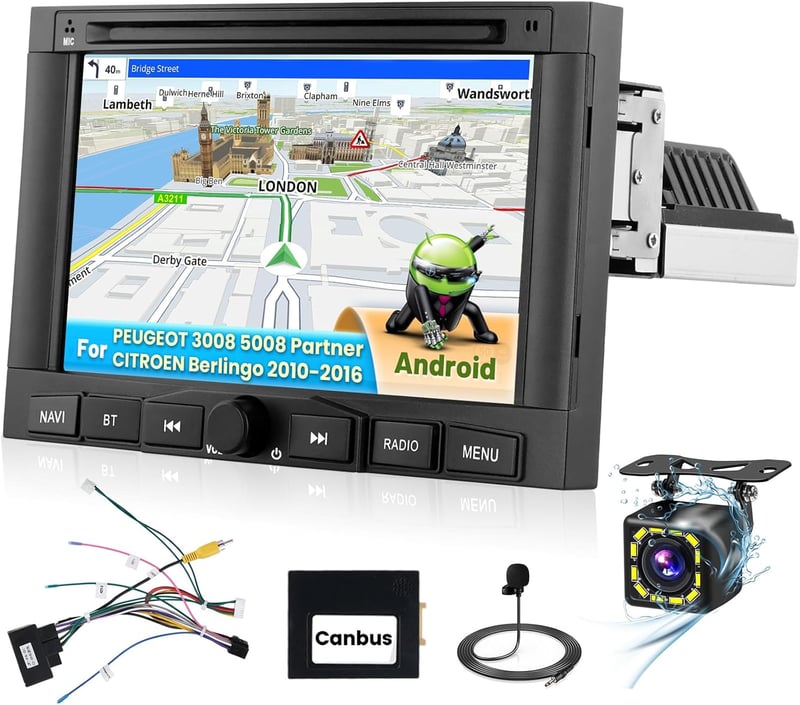 Inefala 7" Android 15 Autórádió Peugeot 3008 5008 Partner Citroen Berlingo 2010-2016 GPS WiFi BT
