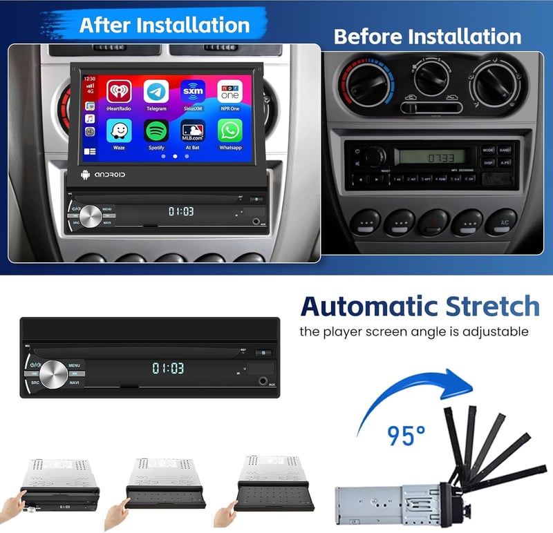 Inefala 7" Android Autórádió Kijelzővel, Wireless CarPlay, GPS és Tolatókamera