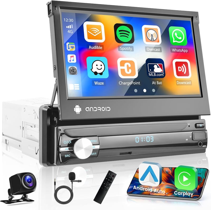 Inefala 7" Android Autórádió Kijelzővel, Wireless CarPlay, GPS és Tolatókamera