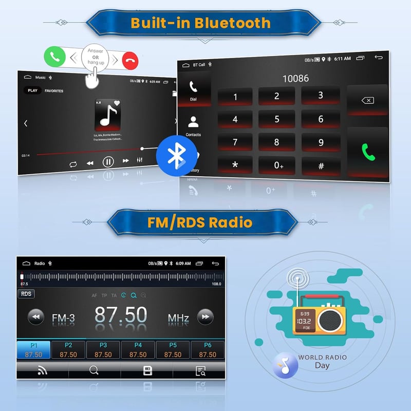 Inefala 9" Android 15 Autórádió Mazda 6 Atenza 2007-2012 CarPlay GPS Bluetooth