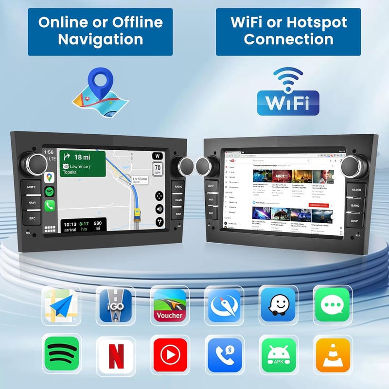 Inefala Android 15 Autórádió Opel Corsa Astra 7" Érintőképernyő GPS WiFi