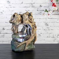 Infactory LED stolna fontana s dekoracijom špilje od korijenja, ugrađena pumpa, unutarnji vodopad, 24x16,5x34,5 cm 2