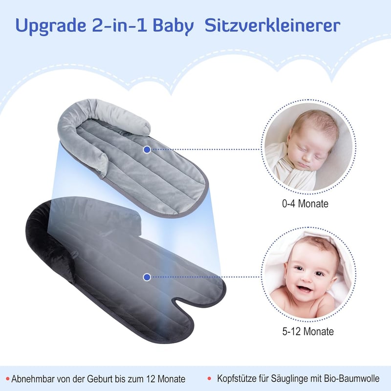 INFANZIA 2az1-ben Babaülés Csökkentő Univerzális Babakocsihoz és Autóüléshez Fekete