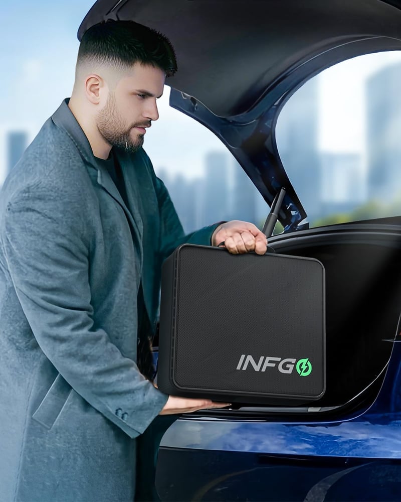 INFGO Mobil Wallbox 7.36 kW 1-fázis Type 2 kábellel, Tesla Model Y/3, VW ID.3, BMW i4 kompatibilis
