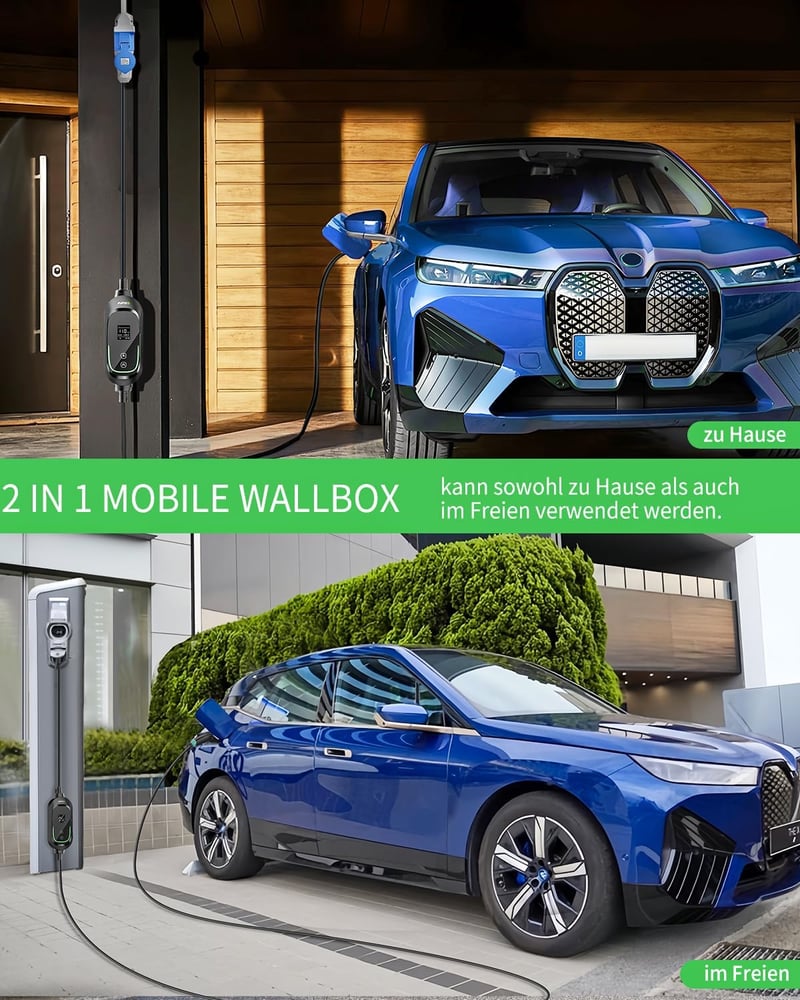 INFGO Mobil Wallbox 7.36 kW 1-fázis Type 2 kábellel, Tesla Model Y/3, VW ID.3, BMW i4 kompatibilis