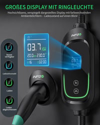 Prenosná nabíjacia stanica INFGO Mobile Wallbox 3,68 kW, 6,2 m kábel, nastaviteľný výkon 6-16 A, funkcia časovača, Type 2, Schuko, pre Model Y/3, ID.3, i4, EQB, e-tron, PHEV, EV, čierna 4