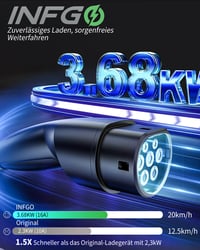 Prenosná nabíjacia stanica INFGO Mobile Wallbox 3,68 kW, 6,2 m kábel, nastaviteľný výkon 6-16 A, funkcia časovača, Type 2, Schuko, pre Model Y/3, ID.3, i4, EQB, e-tron, PHEV, EV, čierna 2