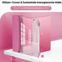 Trblietavý obal INFILAND na iPad Air 11" s priehľadnou zadnou časťou a držiakom na ceruzku – M2 2024/M3 2025/M4 2026, Air 5./4. generácia 2022/2020, ružový 3