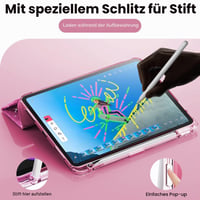 Trblietavý obal INFILAND na iPad Air 11" s priehľadnou zadnou časťou a držiakom na ceruzku – M2 2024/M3 2025/M4 2026, Air 5./4. generácia 2022/2020, ružový 6