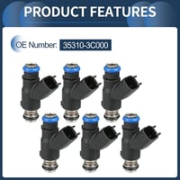 INFINAUTO 6 buc. 35310-3C000 injector combustibil motor Hyundai Santa Fe 2007-2009 3.3L, Hyundai Sonata 2007-2010 3.3L, Negru 6