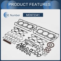 INFINAUTO MD972341 Súprava tesnení hlavy valcov pre motor Mitsubishi 6G74 V25W V45W DOHC guma kov čierna súprava tesnení ventilov 4