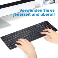 Bezdrôtová klávesnica INFINMIND, ultratenký tichý dizajn v plnej veľkosti, 19 multimediálnych tlačidiel, dlhá výdrž batérie, QWERTZ, PC, notebook, Mac, Windows 7