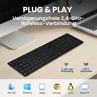 Bezdrôtová klávesnica INFINMIND, ultratenký tichý dizajn v plnej veľkosti, 19 multimediálnych tlačidiel, dlhá výdrž batérie, QWERTZ, PC, notebook, Mac, Windows 5