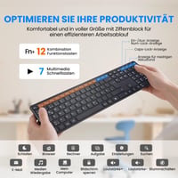 Bezdrôtová klávesnica INFINMIND, ultratenký tichý dizajn v plnej veľkosti, 19 multimediálnych tlačidiel, dlhá výdrž batérie, QWERTZ, PC, notebook, Mac, Windows 4