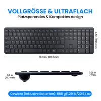 Bezdrôtová klávesnica INFINMIND, ultratenký tichý dizajn v plnej veľkosti, 19 multimediálnych tlačidiel, dlhá výdrž batérie, QWERTZ, PC, notebook, Mac, Windows 3