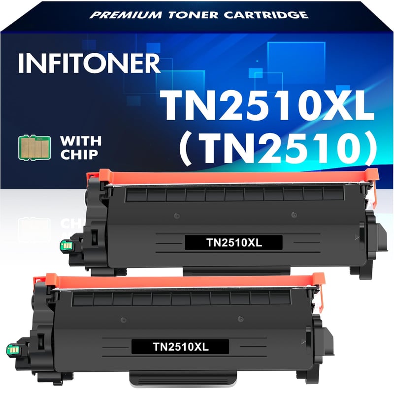 Toner compatibil INFITONER TN2510XL pentru Brother TN-2510XL TN2510 - Negru, 2 bucăți