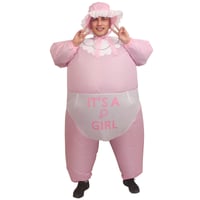 IRETG Nafukovací kostým bábätka pre dospelých ružový - vtipný kostým na oslavu príchodu bábätka (baby shower) a odhalenie pohlavia 1