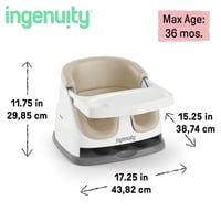 Scaun de masă și scaun pentru copii 2 în 1 Ingenuity cu tavă detașabilă, bej, de la 6 luni, ușor de curățat, ideal pentru călătorii 7