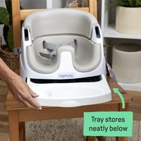 Scaun de masă și scaun pentru copii 2 în 1 Ingenuity cu tavă detașabilă, bej, de la 6 luni, ușor de curățat, ideal pentru călătorii 6