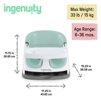 Ingenuity 2 v 1 detská jedálenská stolička a sedadlo pre batoľatá s odnímateľným podnosom, ľahko sa čistí, ideálna na cestovanie, farba Mist, od 6 mesiacov 6