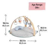 Ingenuity Cozy Spot Loamy obojstranná hracia deka s drevenou hrazdičkou, odnímateľnými hračkami, podporným vankúšikom, extra mäkká, prateľná v práčke, béžová 3