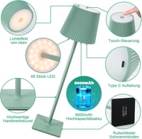 INHDBOX LED Asztali Lámpa Vezeték Nélküli 6000mAh Érintésérzékeny 3 Színhőmérséklet 2db 7