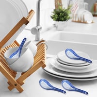inheming 6 darabos kerámia leveskanál szett, kék-fehér porcelán kínai kanál 6