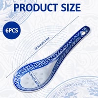 inheming 6 darabos kerámia leveskanál szett, kék-fehér porcelán kínai kanál 2