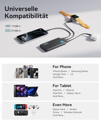 INIU 10000 mAh Ultra-vékony Power Bank USB-C, 3 kimenettel, iPhone Samsung Huawei Xiaomi - black 6
