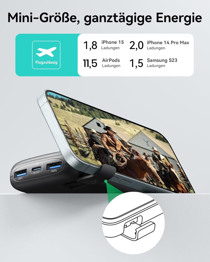 INIU 10000mAh Powerbank 22.5W Gyorstöltés PD3.0 QC4.0 Telefontartóval iPhone Samsung Xiaomi