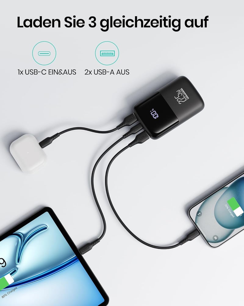 INIU 10000mAh Powerbank 22.5W Gyorstöltés PD3.0 QC4.0 Telefontartóval iPhone Samsung Xiaomi