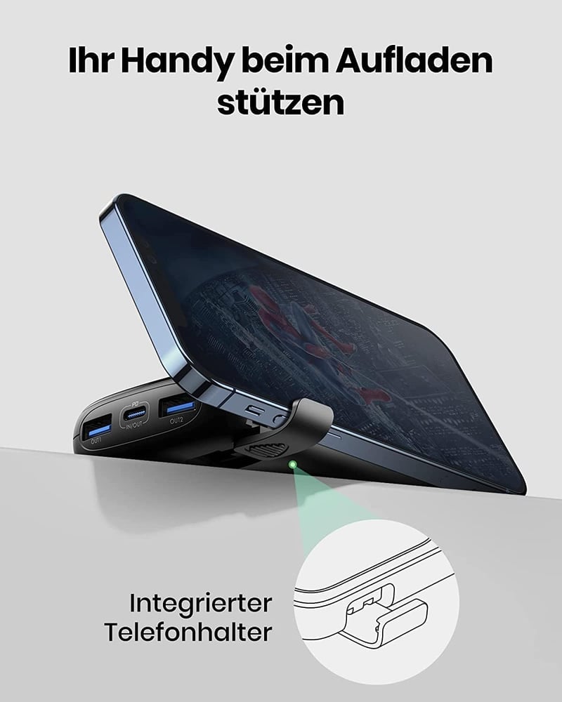 INIU 10000mAh Powerbank 22.5W Gyorstöltés PD3.0 QC4.0 Telefontartóval iPhone Samsung Xiaomi