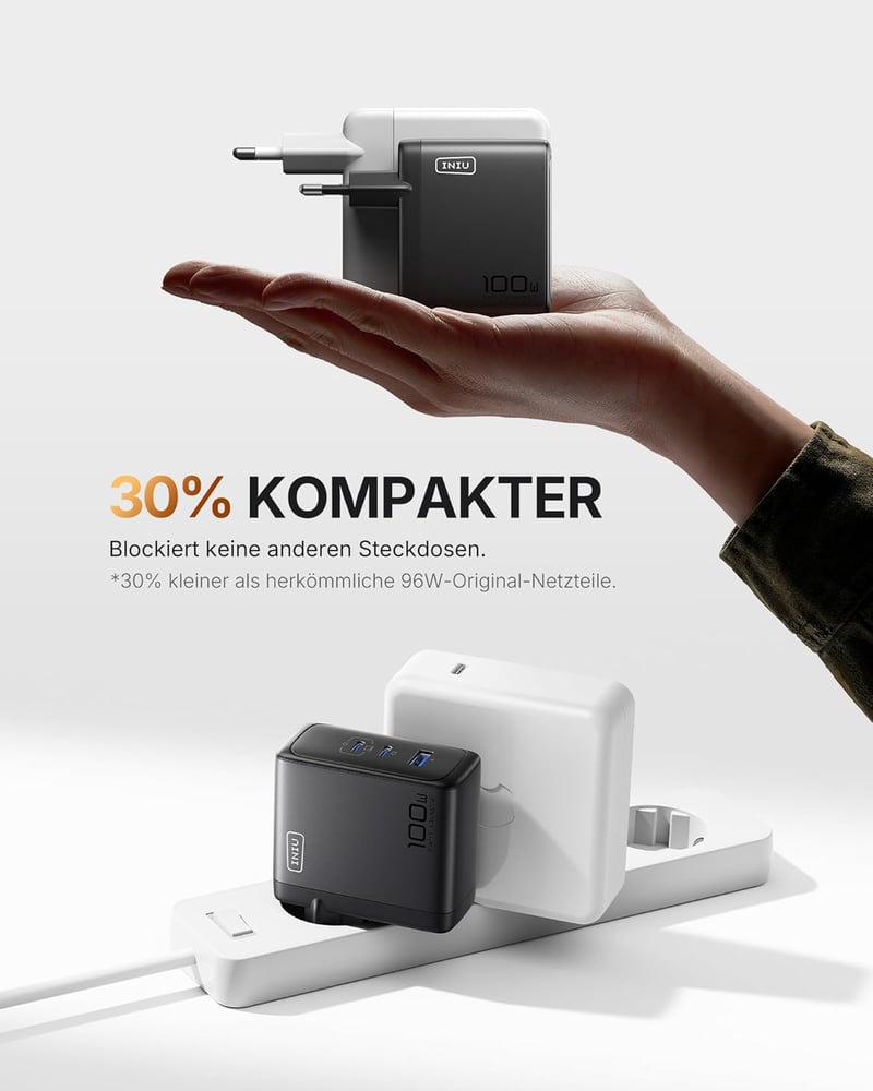 INIU 100W USB-C gyorstöltő 3 porttal MacBook iPad iPhone Samsung
