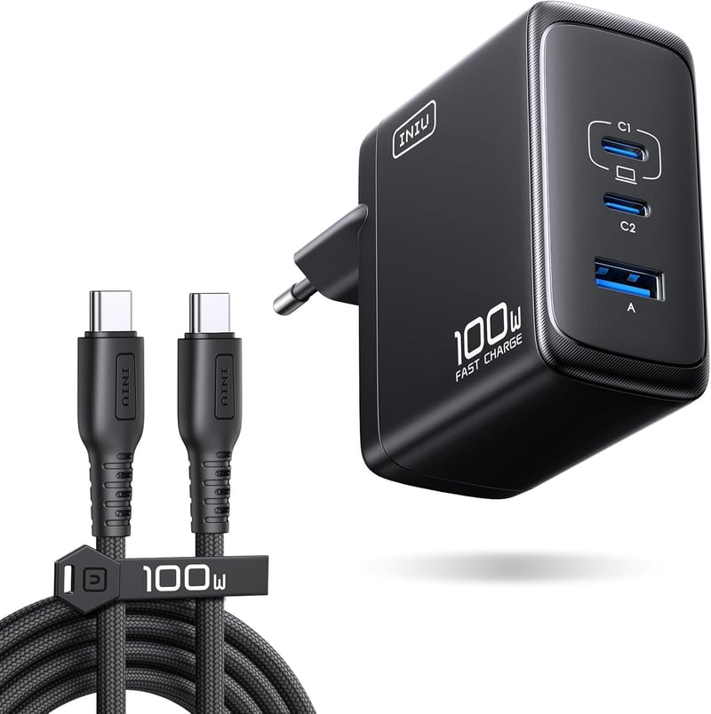 INIU 100W USB-C gyorstöltő 3 porttal MacBook iPad iPhone Samsung