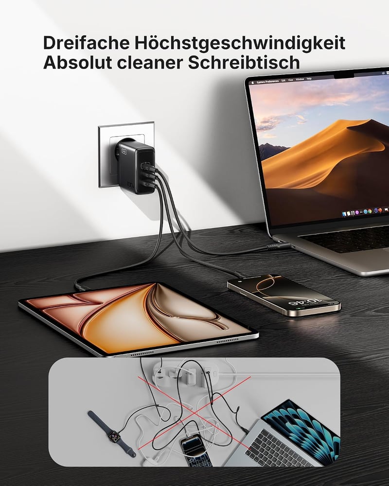 INIU 100W USB-C gyorstöltő 3 porttal MacBook iPad iPhone Samsung