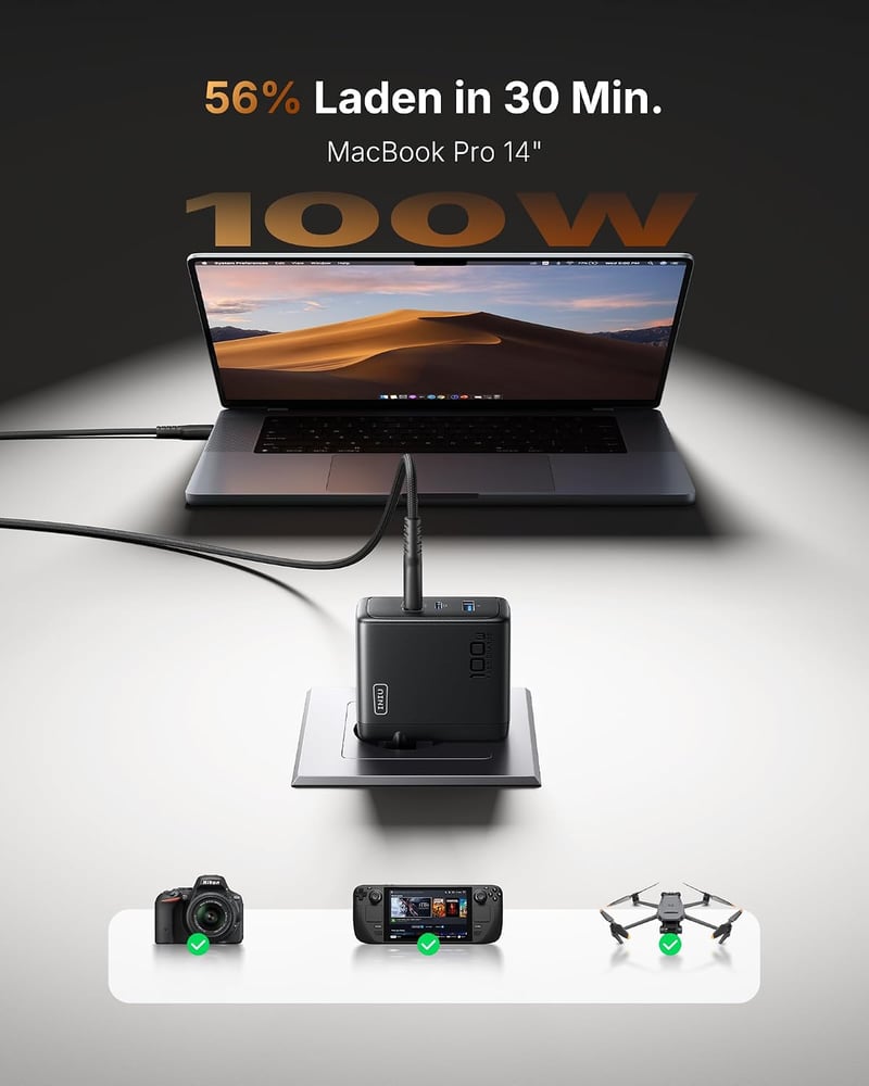 INIU 100W USB-C gyorstöltő 3 porttal MacBook iPad iPhone Samsung