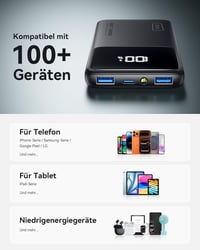 INIU 10500mAh Power Bank 18W PD3.0 QC4.0 LED kijelzővel, telefontartóval és zseblámpa funkcióval - Klassische Größe, black 7