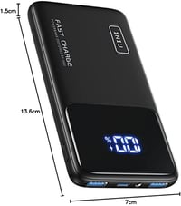 INIU 10500mAh Power Bank 18W PD3.0 QC4.0 LED kijelzővel, telefontartóval és zseblámpa funkcióval - Klassische Größe, black 10