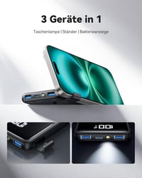 INIU 10500mAh Power Bank 18W PD3.0 QC4.0 LED kijelzővel, telefontartóval és zseblámpa funkcióval - Klassische Größe, black 4