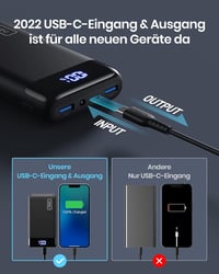 INIU 20000mAh Power Bank 22.5W USB-C PD3.0 QC4.0 LED kijelzővel iPhone Samsung iPad 4