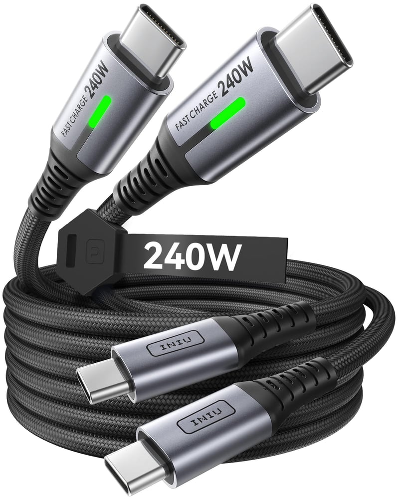 Nabíjací kábel INIU 240W USB-C PD3.0 – 2 m, balenie 2 ks