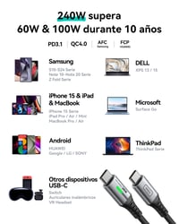 Nabíjací kábel INIU 240W USB-C PD3.0 – 2 m, balenie 2 ks 5