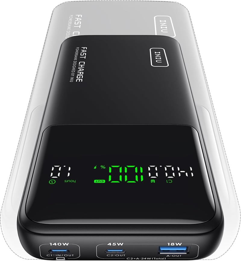 INIU 25000 mAh Laptop PowerBank 140W USB-C MacBook iPad iPhone töltő