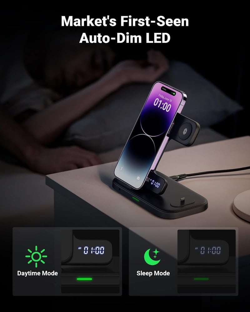 INIU 3 az 1-ben Wireless Charger Apple Watch iPhone AirPods Pro