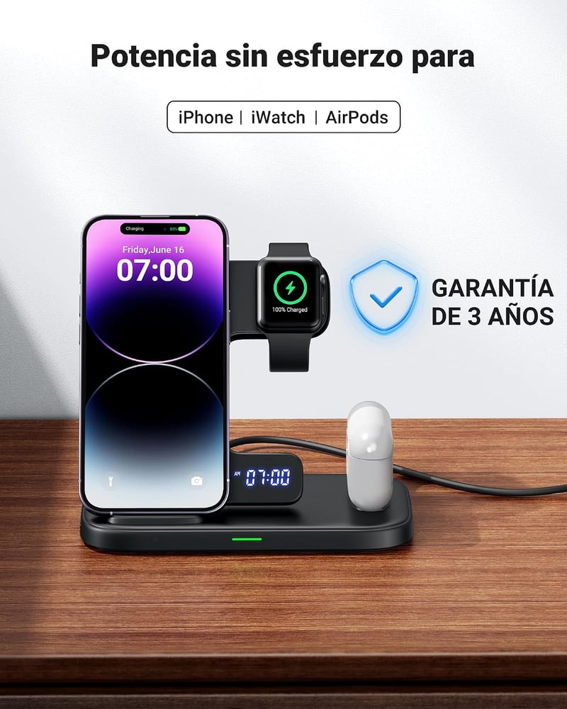INIU 3 az 1-ben Wireless Charger Apple Watch iPhone AirPods Pro