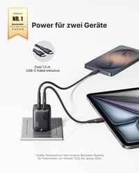 Rýchlonabíjačka INIU 30W GaN USB-C, 2 ks v čiernej farbe, s 1,5 m 60W káblom, duálny port, pre iPhone 17 16 Pro, iPad, MacBook Air, Galaxy S26, Pixel, Xiaomi 2