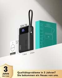 INIU 45 W prijenosna baterija 20000 mAh s ugrađenim USB-C kabelom, brzo punjenje - crna 7