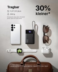 INIU 45 W prijenosna baterija 20000 mAh s ugrađenim USB-C kabelom, brzo punjenje - crna 3