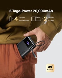 INIU 45 W prijenosna baterija 20000 mAh s ugrađenim USB-C kabelom, brzo punjenje - crna 4