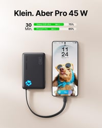 Baterie externă INIU 45W 10000 mAh cu cablu USB-C încorporat, încărcător portabil de dimensiuni mini pentru iPhone 17, 16, 15, 14 2